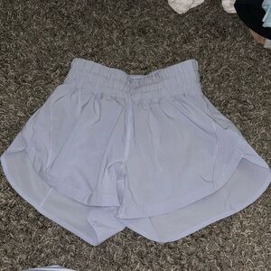 light blue lululemon high rise shorts 4 inch